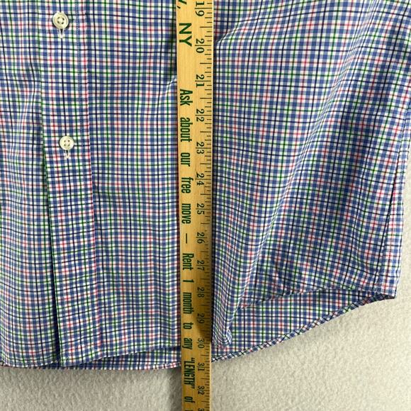 RALPH LAUREN Shirt Mens L Plaid Button Up Long Sleeve Woven Cotton Blue - Picture 12 of 13